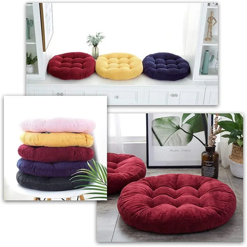 🧘♂️ Coussin de Sol Rond en Velours Côtelé – L’alliance du confort et de l’énergie douce 🌿 Confort premium | 🎯 Récupération naturelle | 💛 Style cocooning