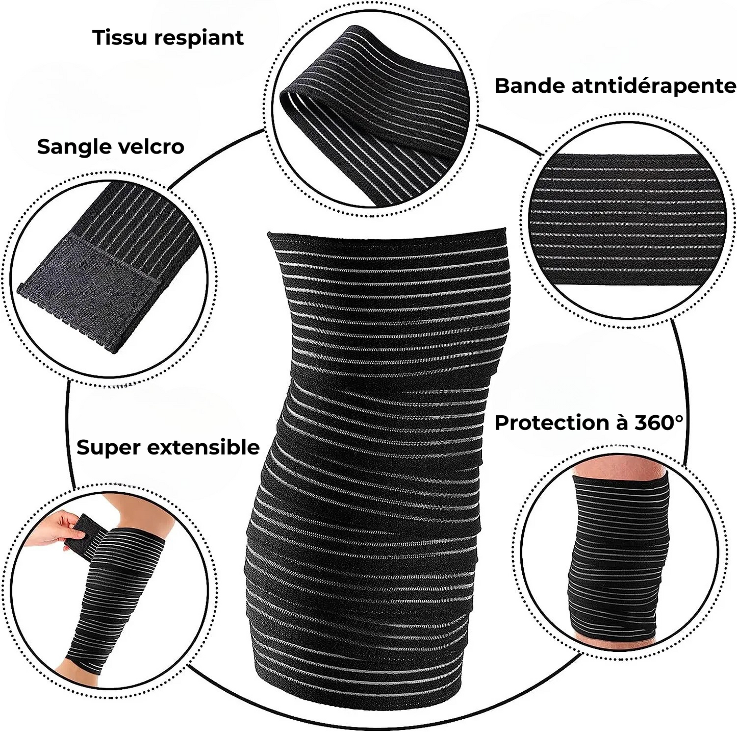 Bande de Compression Élastique Multifonction – Soutien Renforcé pour Genou, Coude et Jambe – MyPriority®