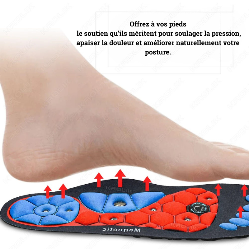Semelles magnétiques de massage orthopédiques – Réflexologie plantaire, soulagement des douleurs, 3 coloris