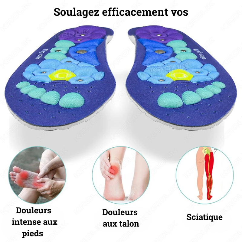 Semelles magnétiques de massage orthopédiques – Réflexologie plantaire, soulagement des douleurs, 3 coloris